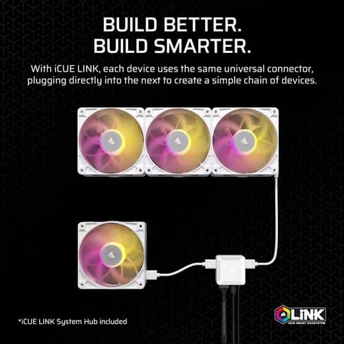 CORSAIR iCUE LINK RX120 MAX RGB 120mm Cabinet Fan – White (Triple Pack)